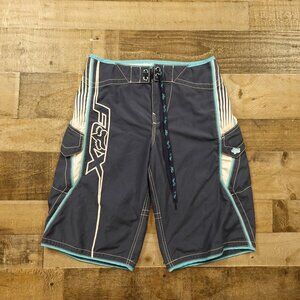 Y2k Vintage Fox Racing Size 30 Men's Gray and Blue Cargo Shorts